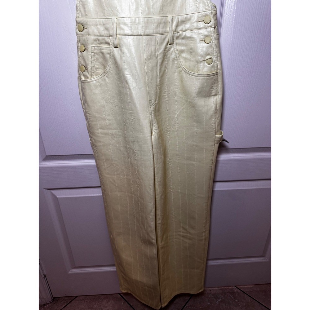 Good American Better Than Leather Overalls Yellow Embossed Carpenter - Picture 4 of 8